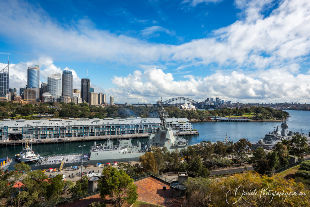 Rooftop View of Woolloomooloo Bay in Sydney Harbour with the CBD and Opera House in the background